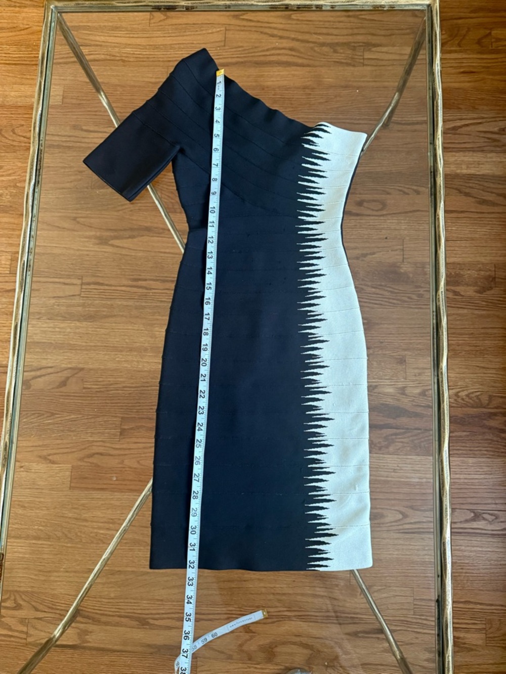 Herve Leger Cintia Bandage Dress Black & White One-Shoulder Sz XS - Picture 8 of 13